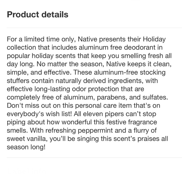 🦋$3 ~ Native Deodorant ~ Limited Edition Holiday ~ Candy Cane ~ Aluminum Free - Picture 4 of 9